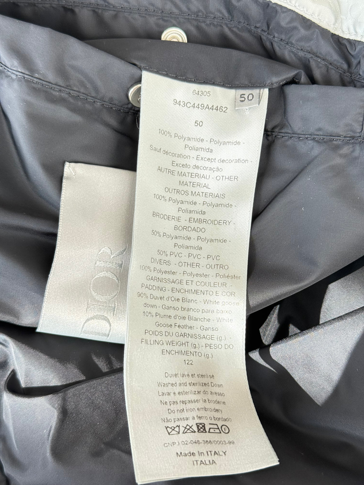 Dior Silver Oblique Puffer Jacket
