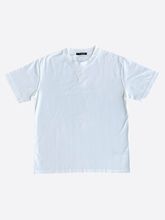 Louis Vuitton White Embossed Logo T-Shirt