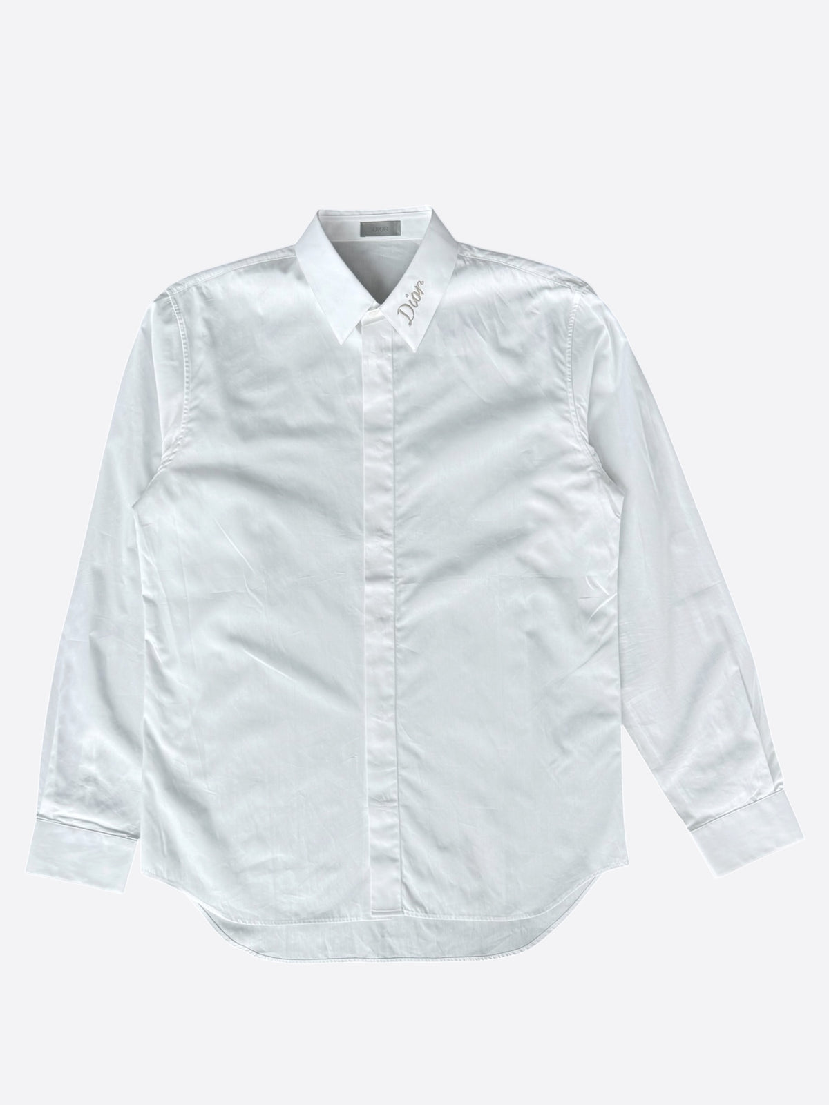 Dior White Embroidered Logo Button Up Shirt