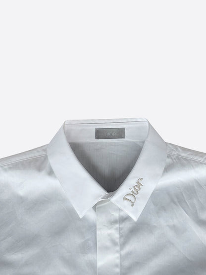 Dior White Embroidered Logo Button Up Shirt