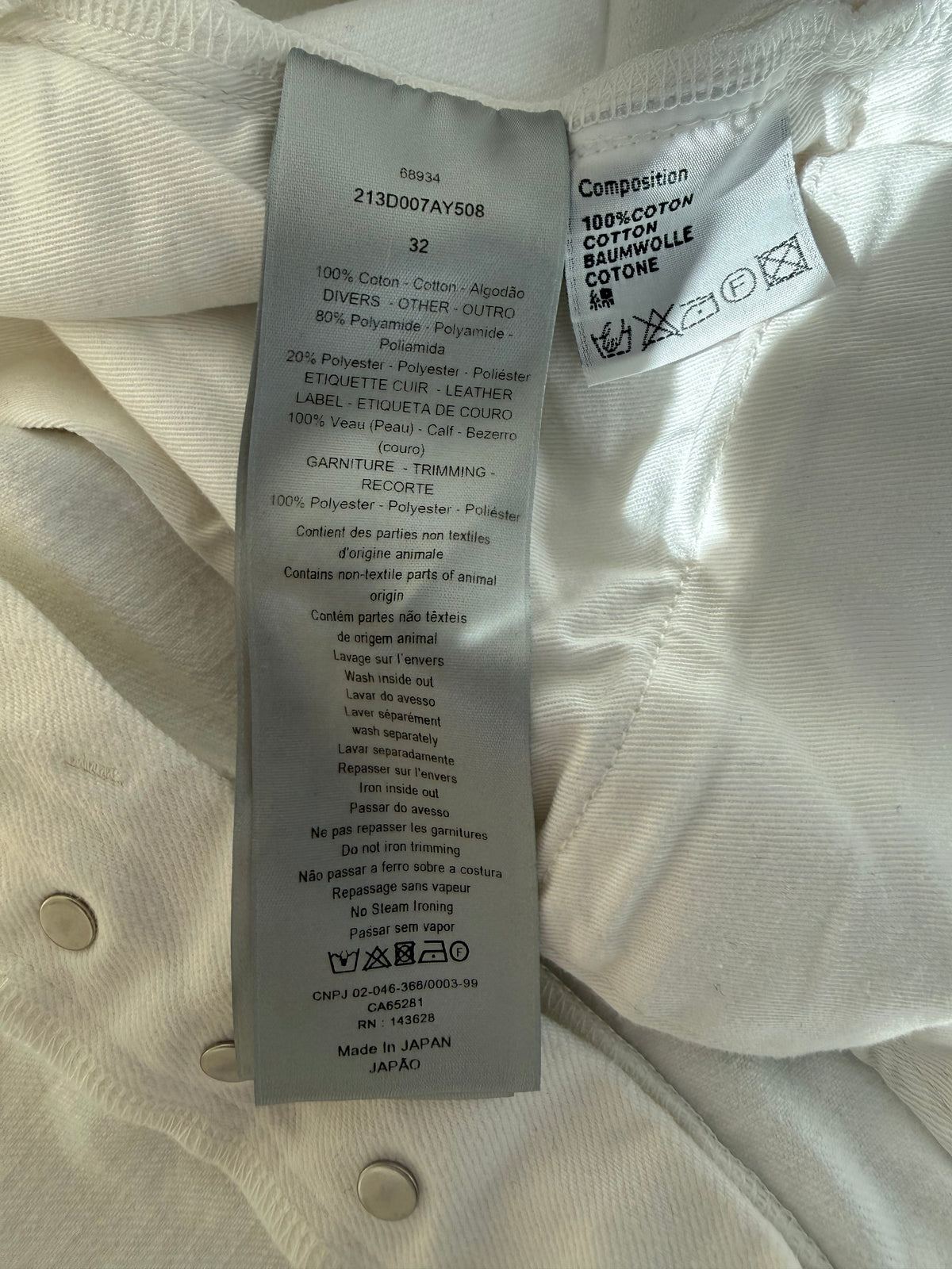 Dior Sacai White Embroidered Patch Slim Jeans