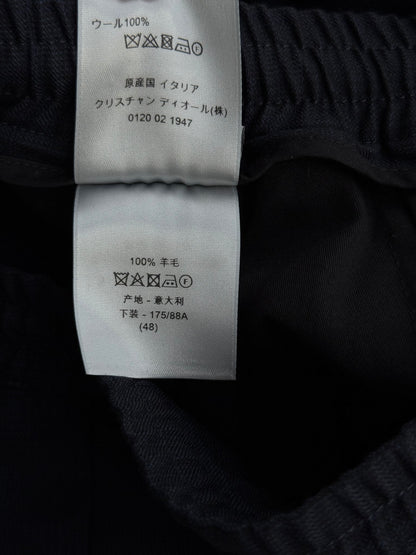 Dior Navy Pleated Wool Jogger Pants