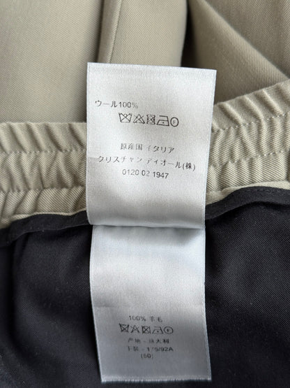 Dior Beige Pleated Wool Jogger Pants