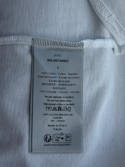 Dior White Mini CD Icon Embroidered T-Shirt