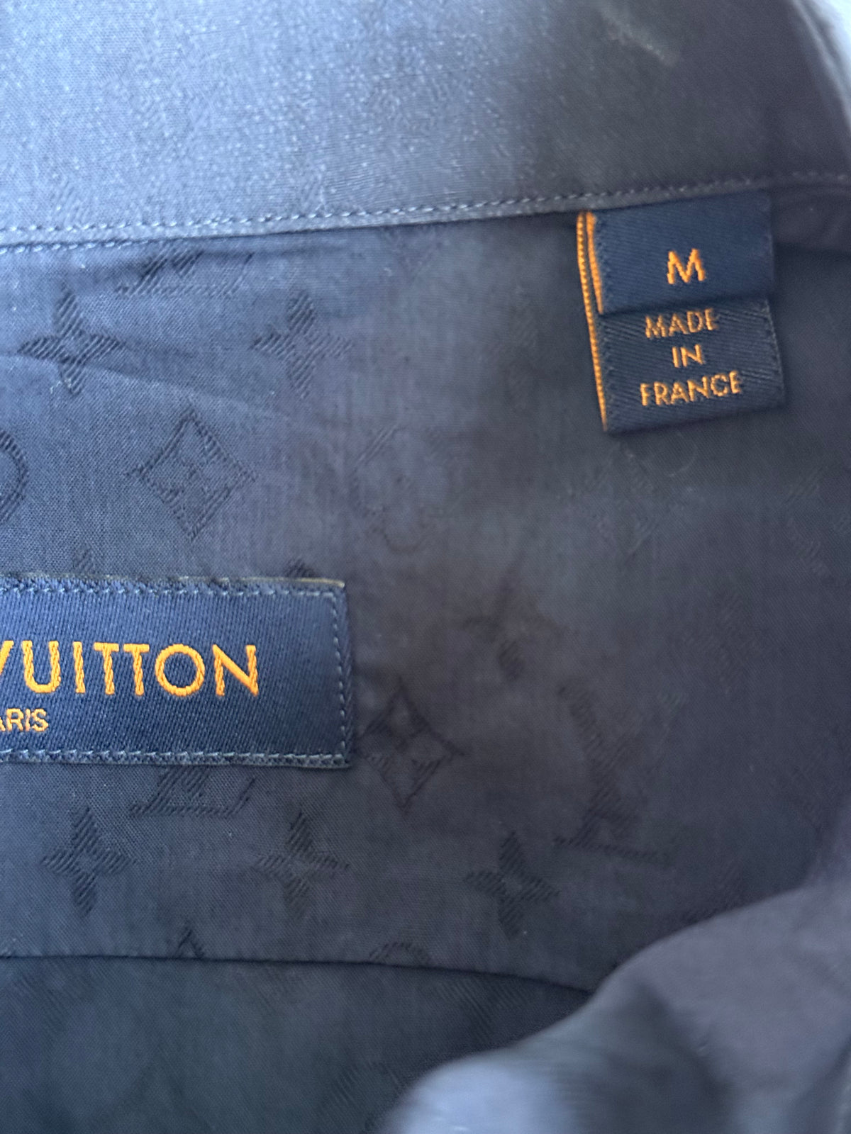 Louis Vuitton Navy Jacquard Monogram Button Up Shirt