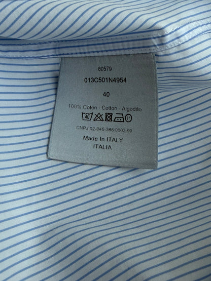 Dior Stussy Blue & White Embroidered Logo Button Up Shirt