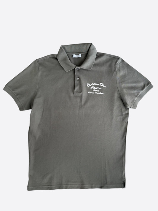 Dior Olive Atelier Embroidered Logo Polo T-Shirt