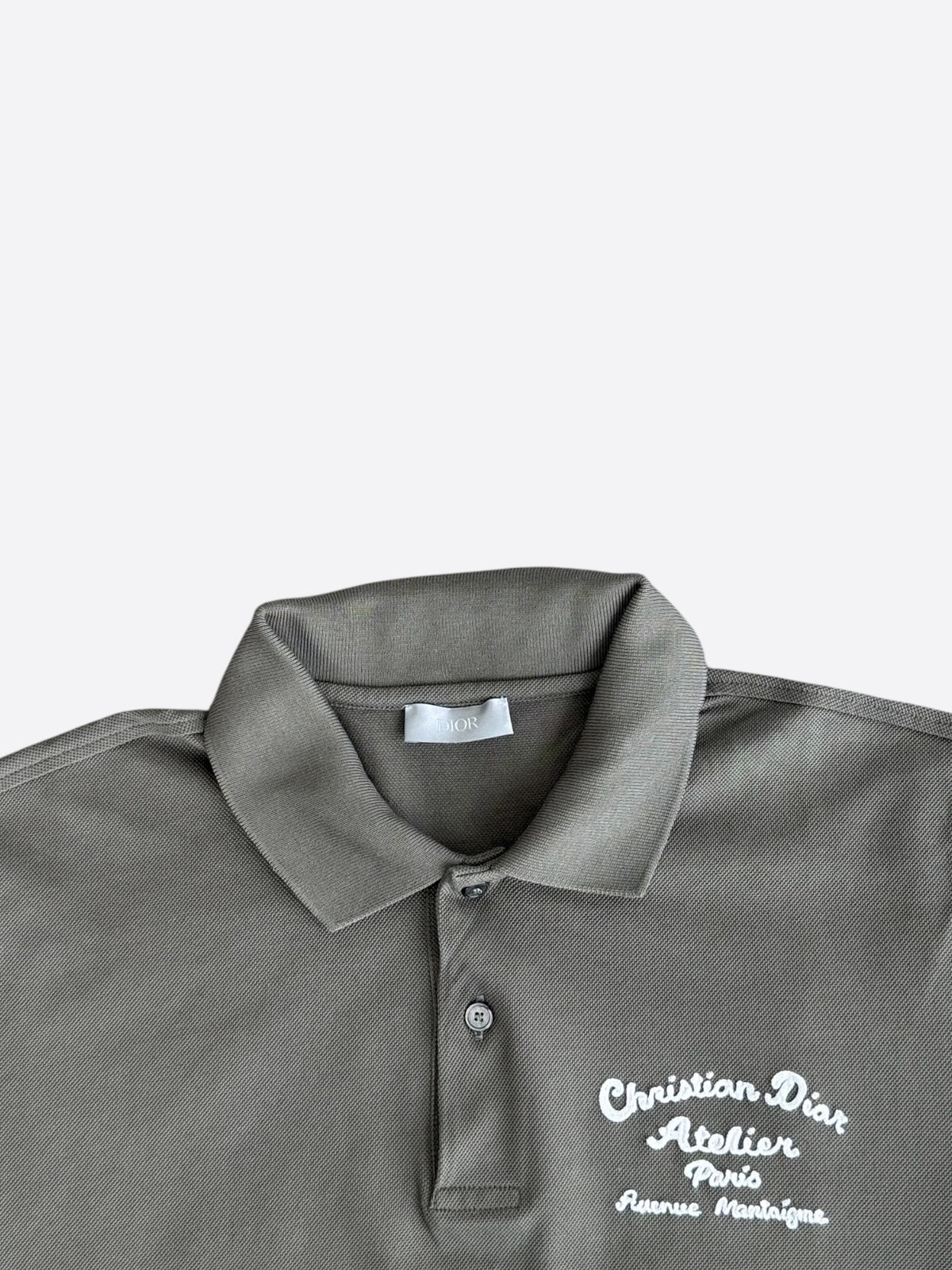 Dior Olive Atelier Embroidered Logo Polo T-Shirt