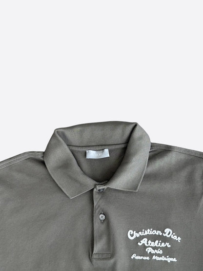Dior Olive Atelier Embroidered Logo Polo T-Shirt