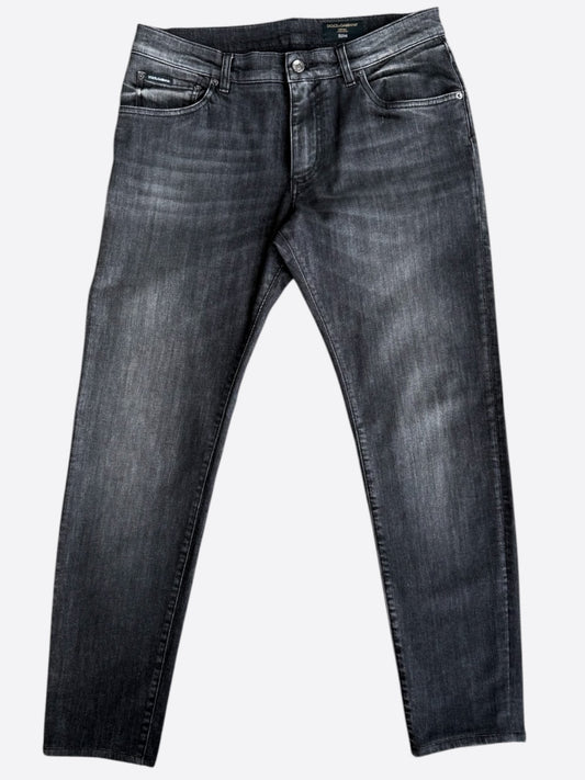 Dolce & Gabbana Faded Black Slim Denim Jeans
