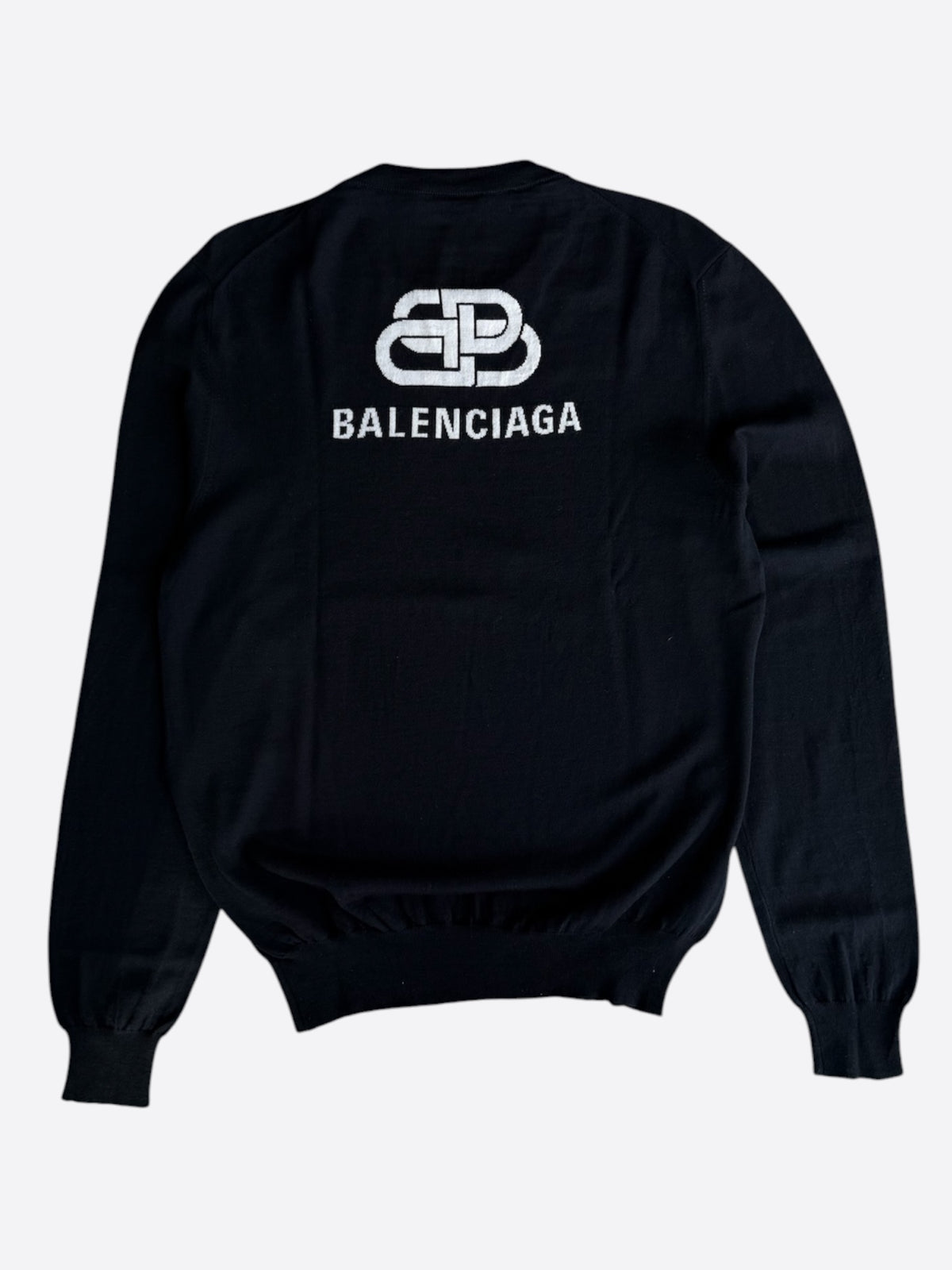 Balenciaga Black & White BB Logo Knit Sweater