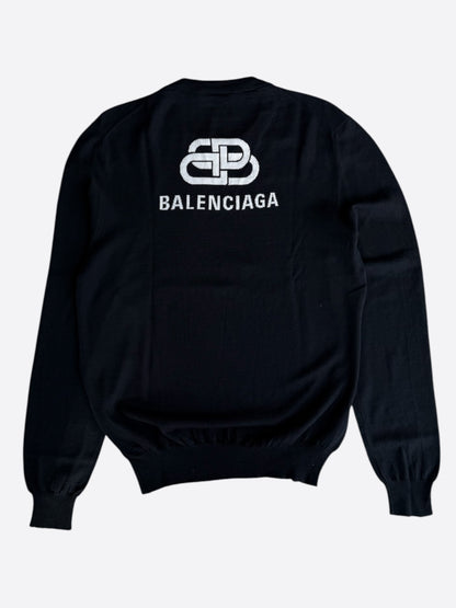 Balenciaga Black & White BB Logo Knit Sweater