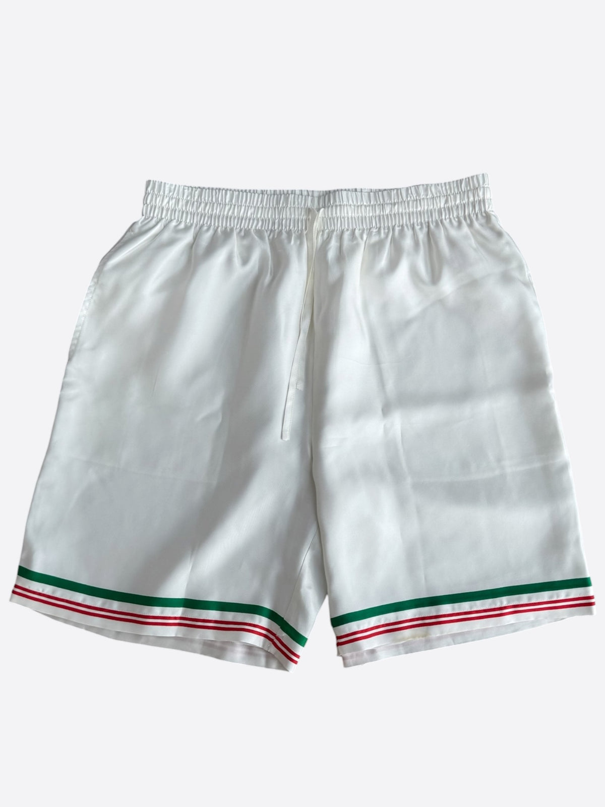 Casablanca White, Green & Red Airways Silk Shorts