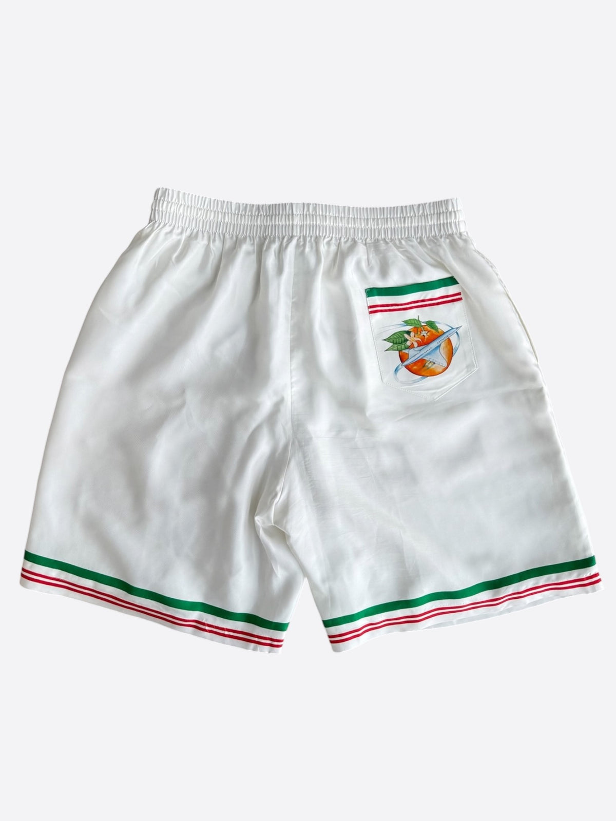 Casablanca White, Green & Red Airways Silk Shorts