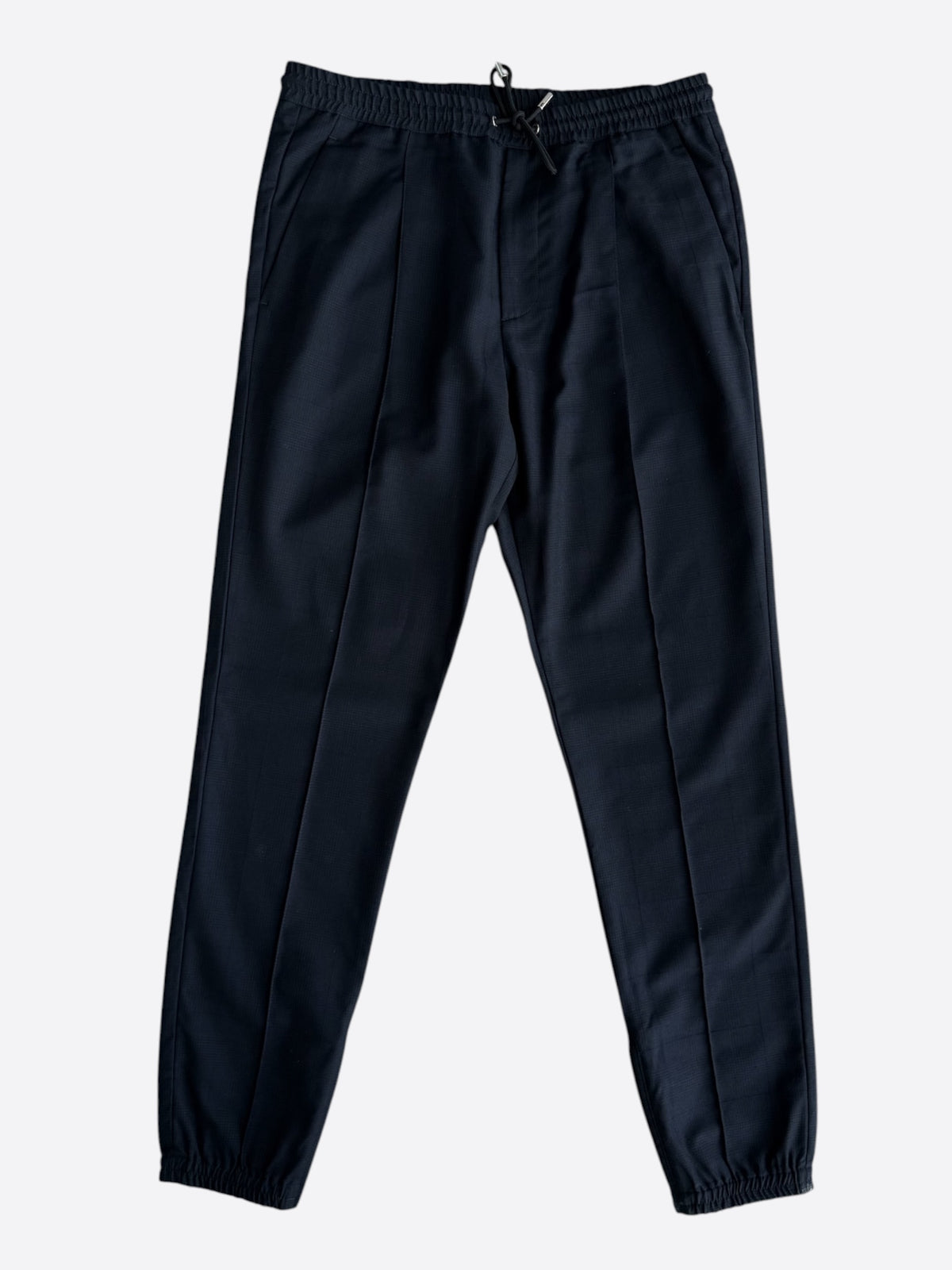 Dior Navy Pleated Wool Jogger Pants