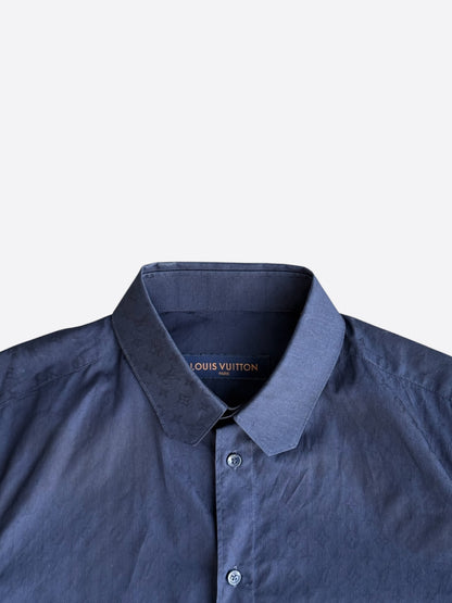Louis Vuitton Navy Jacquard Monogram Button Up Shirt