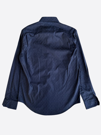 Louis Vuitton Navy Jacquard Monogram Button Up Shirt
