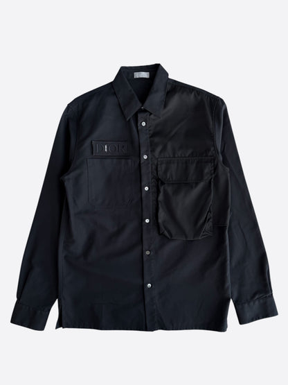 Dior Sacai Black Embroidered Patch Hybrid Button Up Shirt