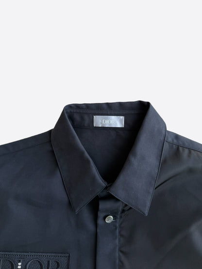 Dior Sacai Black Embroidered Patch Hybrid Button Up Shirt