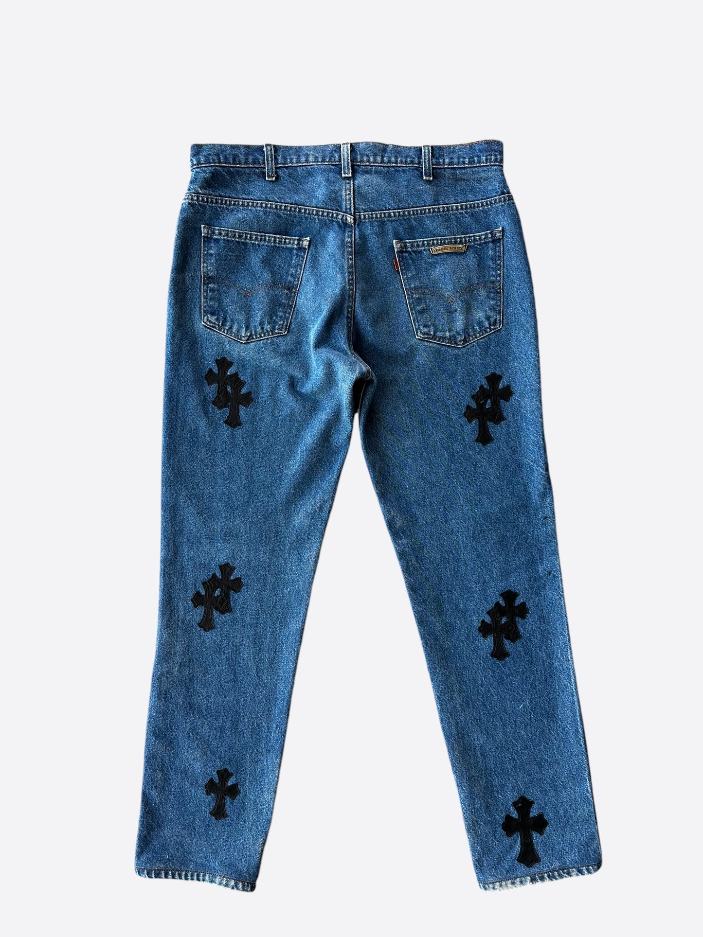 Chrome Hearts Levis Blue & Black Cross Patch Jeans