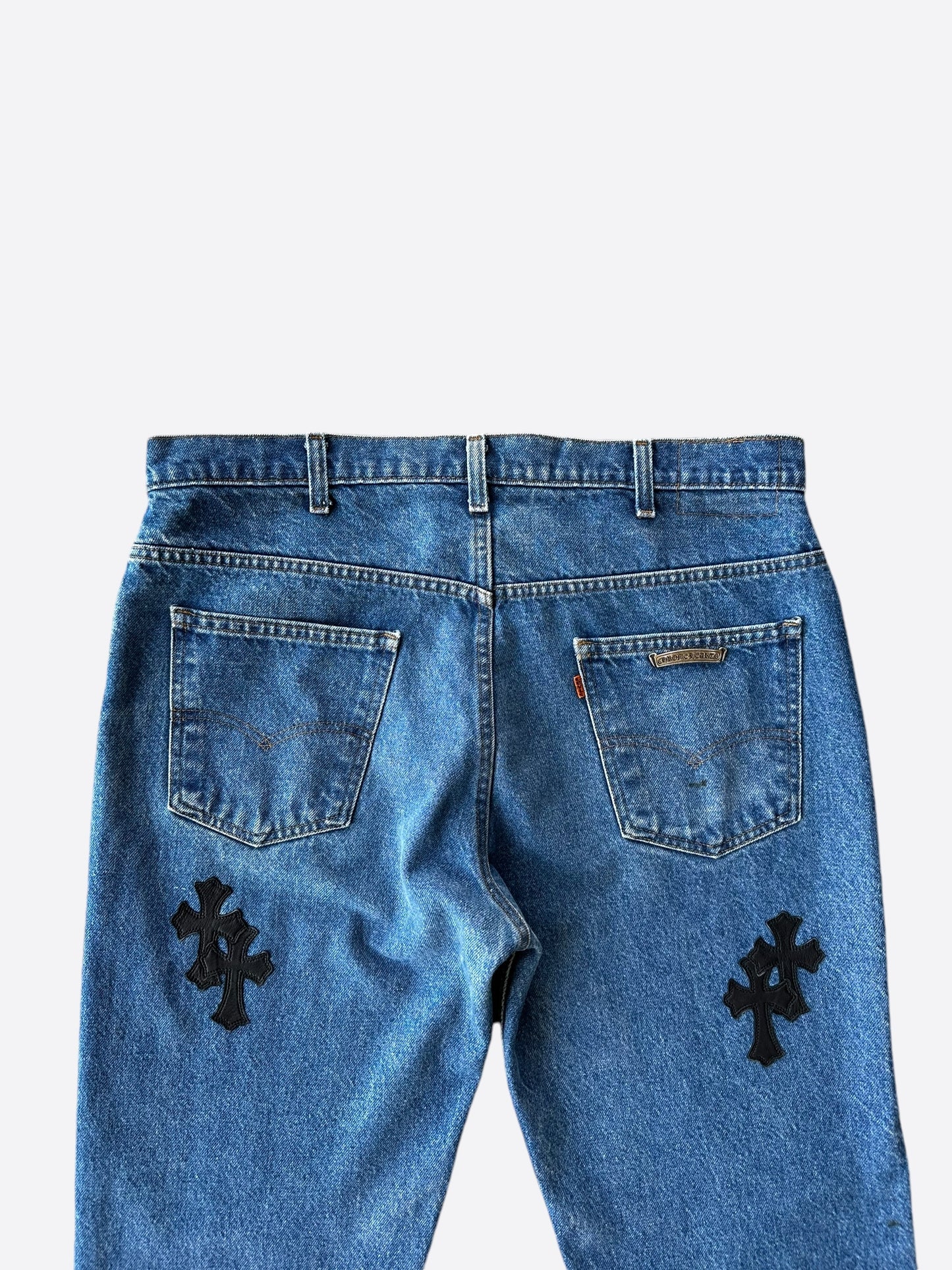 Chrome Hearts Levis Blue & Black Cross Patch Jeans