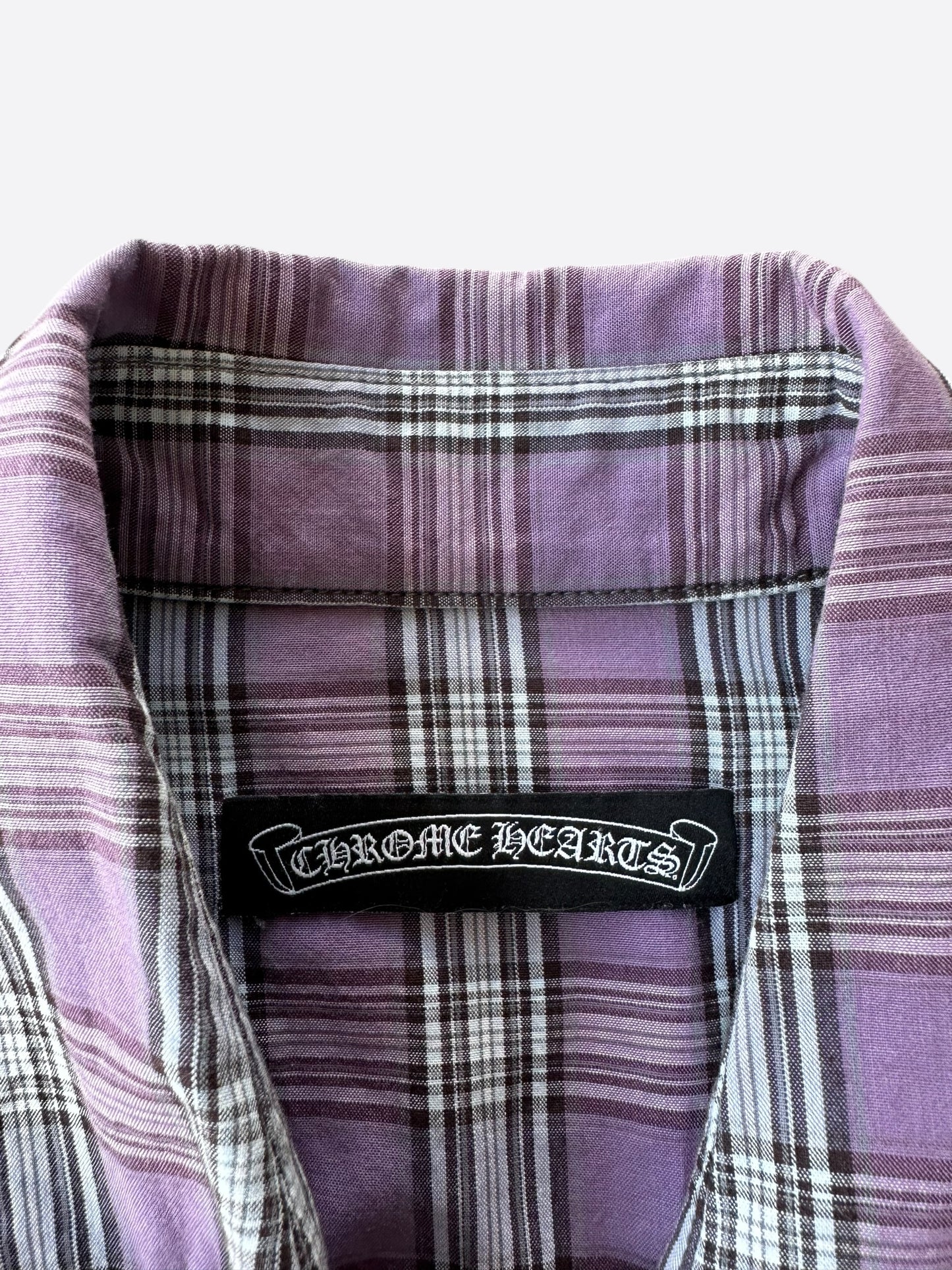 Chrome Hearts Purple & White Cross Patch Flannel Shirt