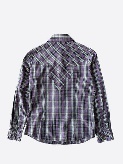 Chrome Hearts Purple & White Cross Patch Flannel Shirt