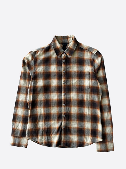 Chrome Hearts Matty Boy Brown Plaid Form Flannel Shirt