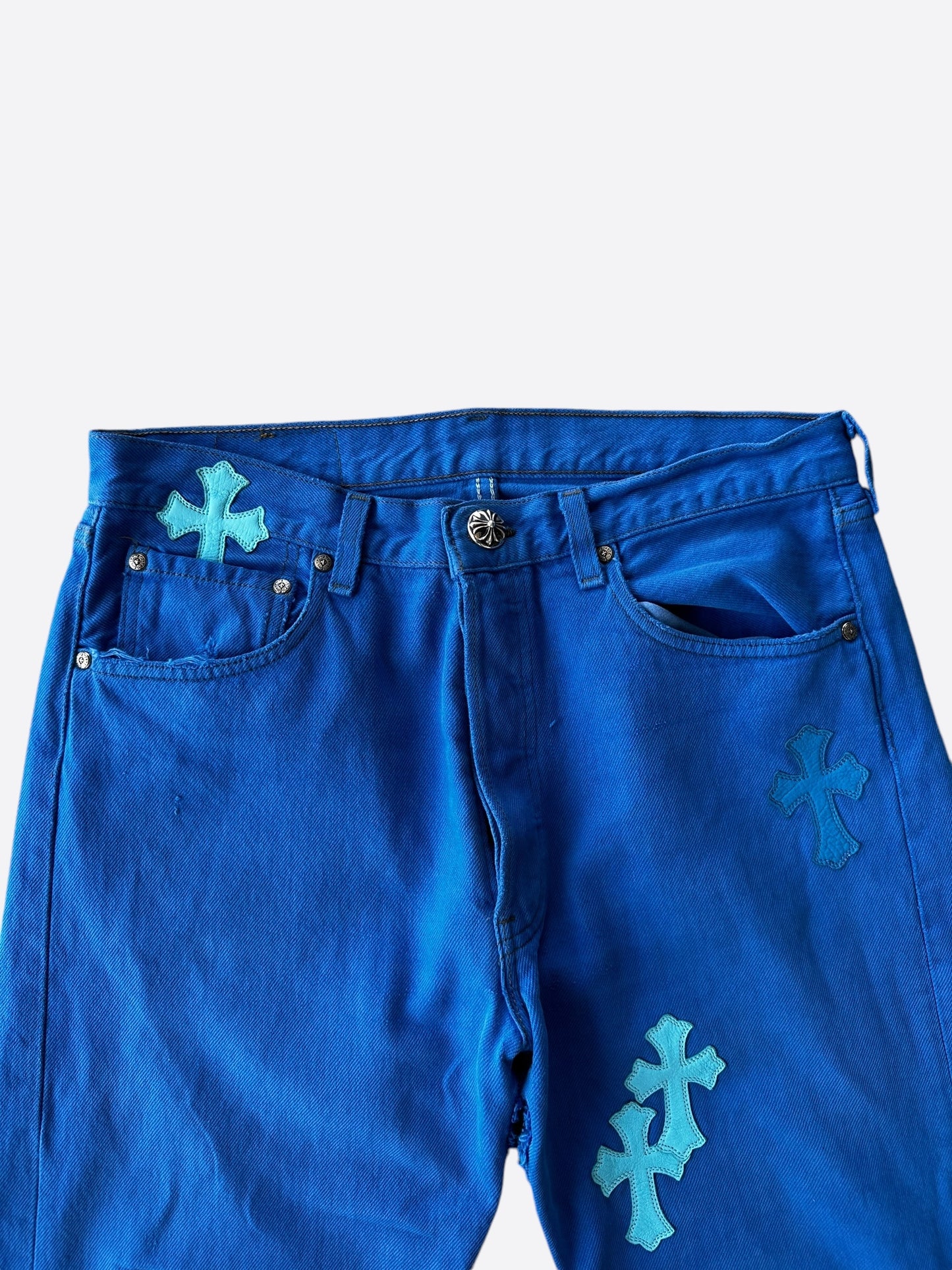 Chrome Hearts Levis Blue Dyed Cross Patch Jeans