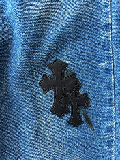 Chrome Hearts Levis Blue & Black Cross Patch Jeans