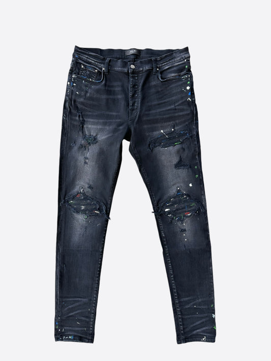 Amiri Aged Black Paint Splatter Mx1 Jeans