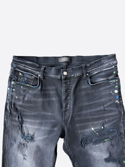 Amiri Aged Black Paint Splatter Mx1 Jeans