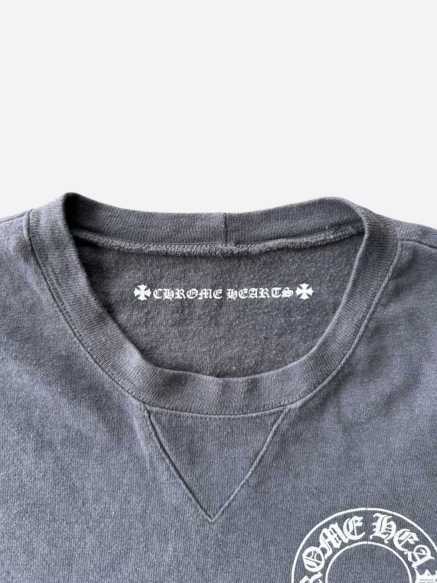 Chrome Hearts Grey & White Horseshoe Logo Sweater