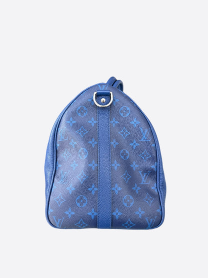 Louis Vuitton Blue Taigarama Monogram Keepall 50