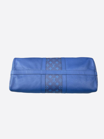 Louis Vuitton Blue Taigarama Monogram Keepall 50