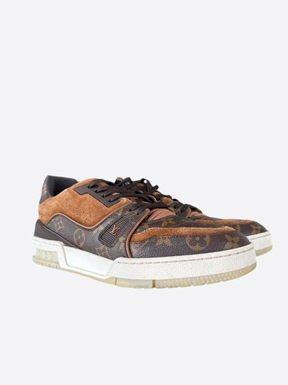 Louis Vuitton Brown Suede Monogram Trainers