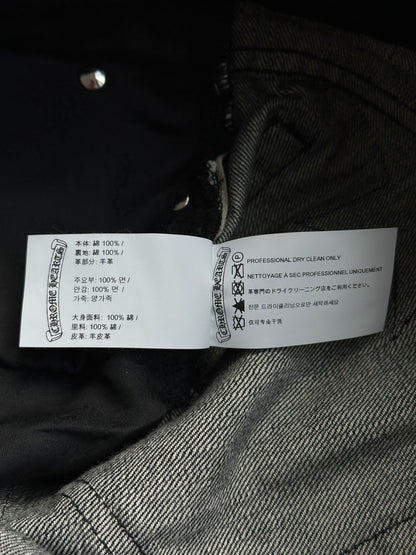 Chrome Hearts Grey & Black Star Patch Fleur Knee Jeans
