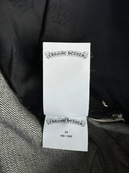 Chrome Hearts Grey & Black Star Patch Fleur Knee Jeans