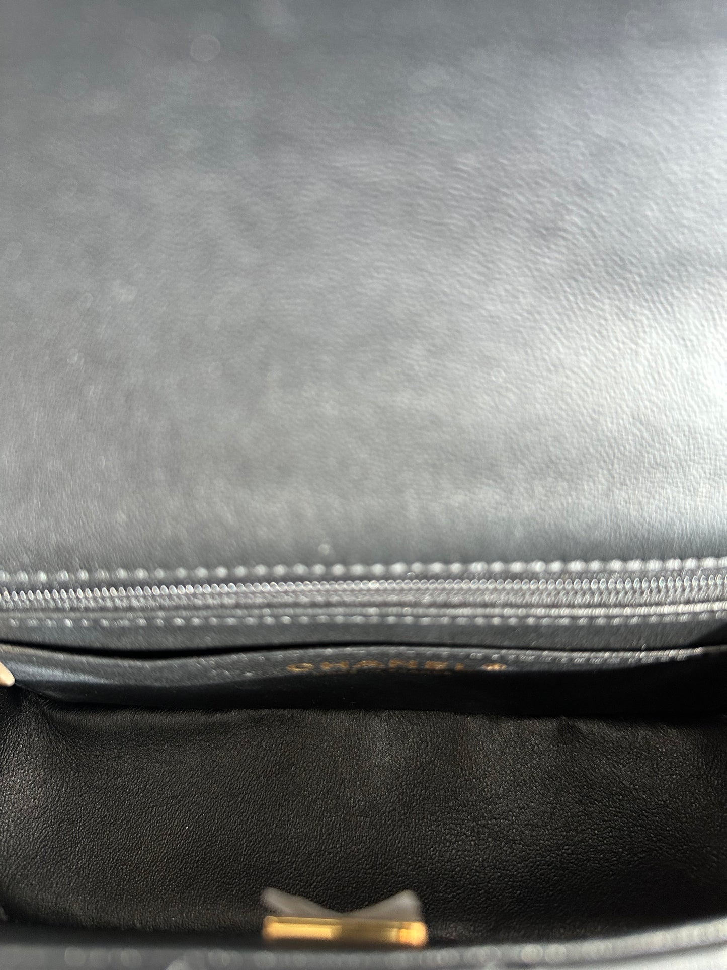 Chanel Black Lambskin Quilted Mini Top Handle Flap Bag