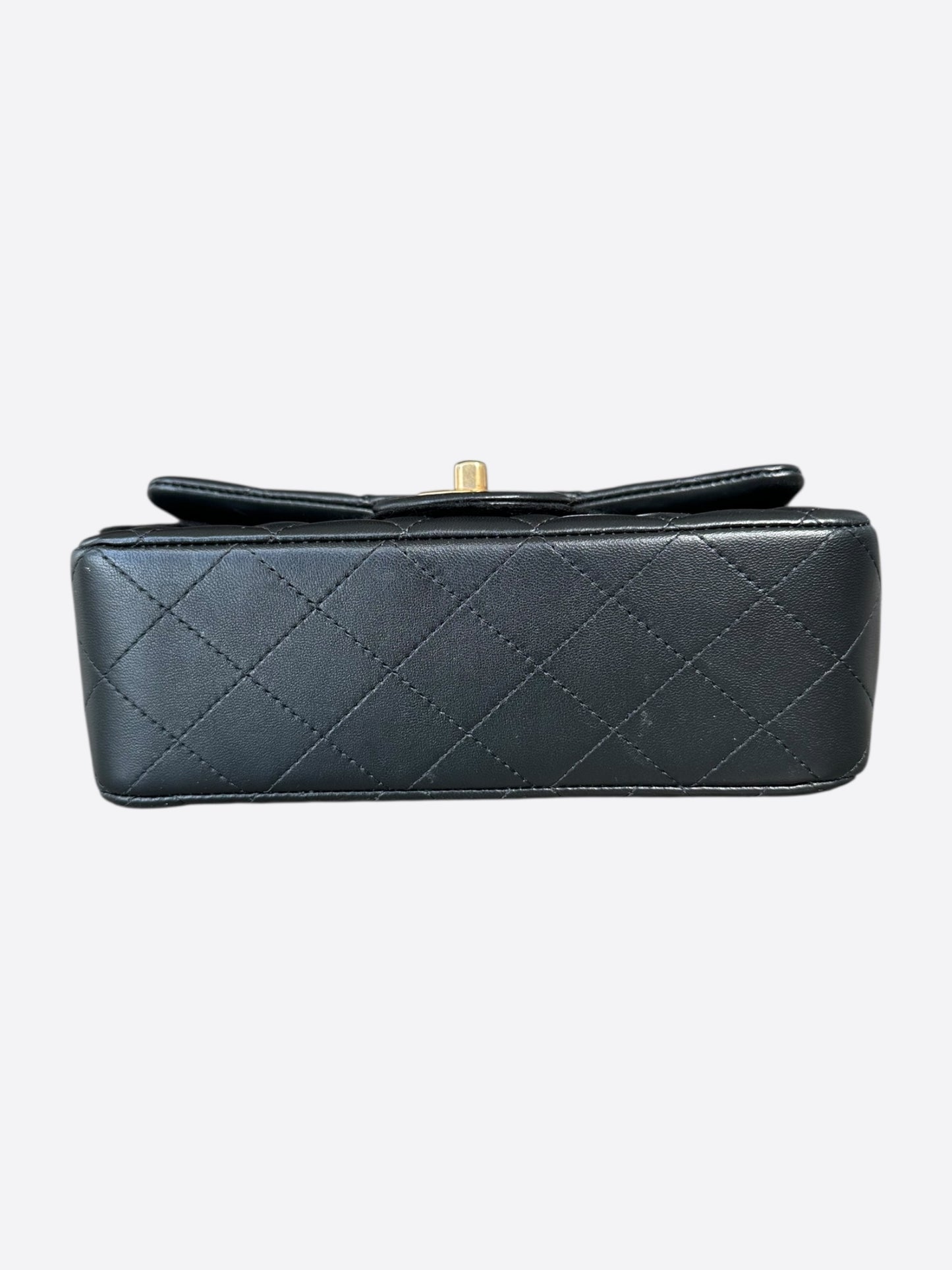 Chanel Black Lambskin Quilted Mini Top Handle Flap Bag
