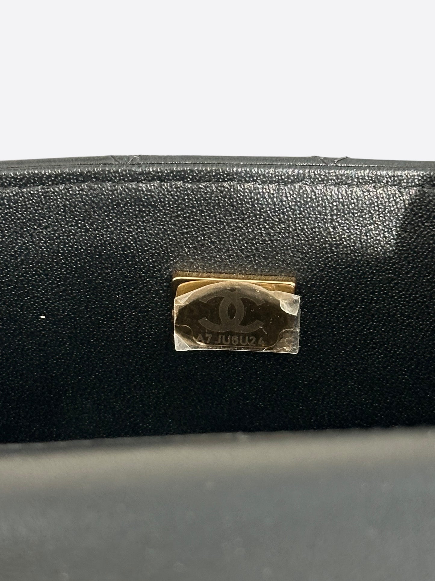 Chanel Black Lambskin Quilted Mini Top Handle Flap Bag