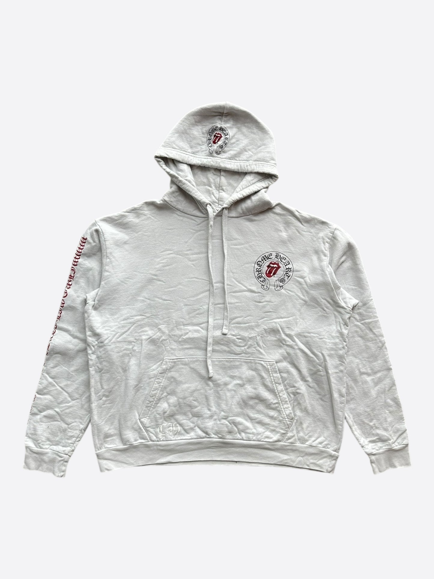 Chrome Hearts Rolling Stones White & Red Horseshoe Logo Hoodie