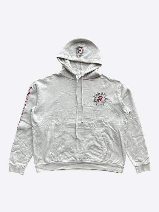 Chrome Hearts Rolling Stones White & Red Horseshoe Logo Hoodie