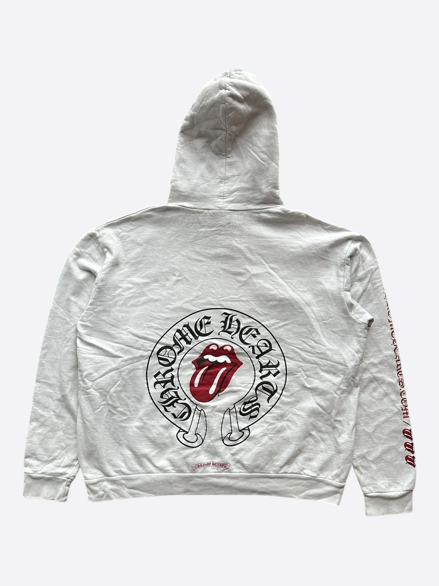Chrome Hearts Rolling Stones White & Red Horseshoe Logo Hoodie