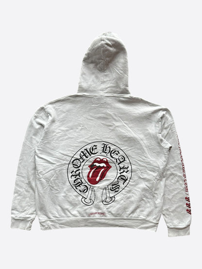 Chrome Hearts Rolling Stones White & Red Horseshoe Logo Hoodie
