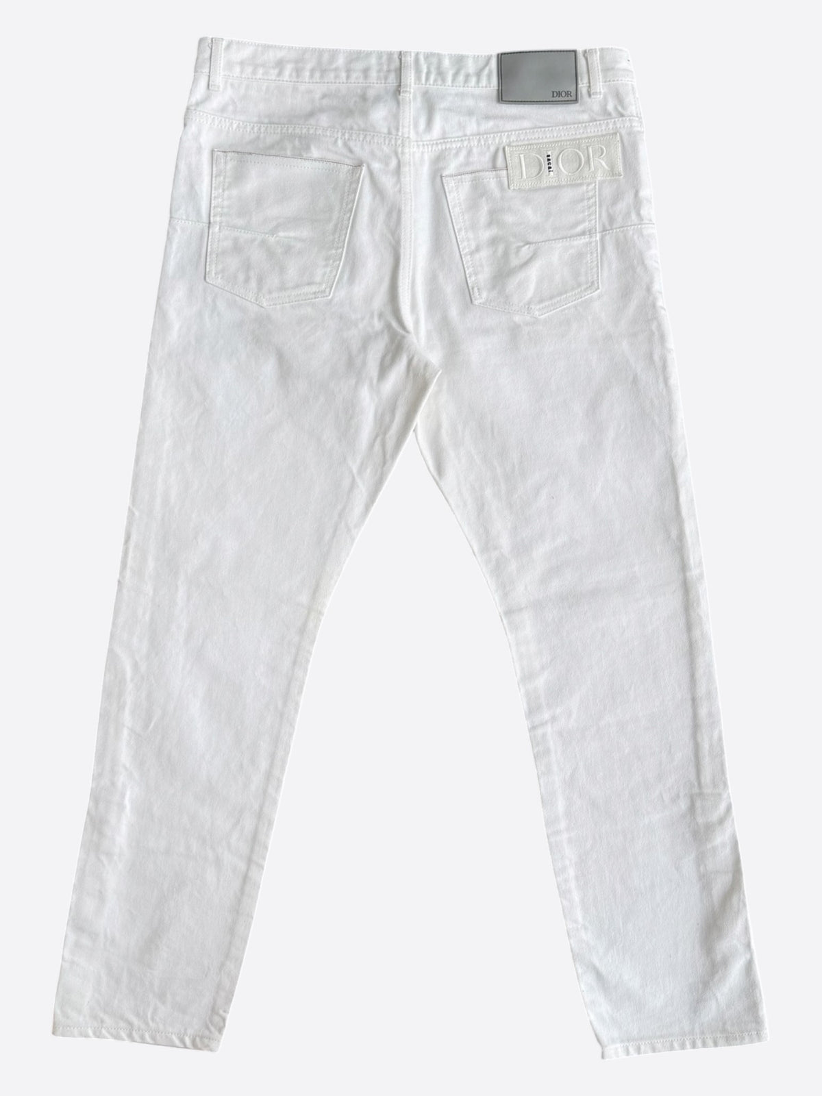 Dior Sacai White Embroidered Patch Slim Jeans