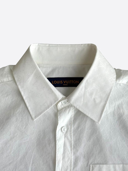 Louis Vuitton White Jacquard Monogram Button Up Shirt