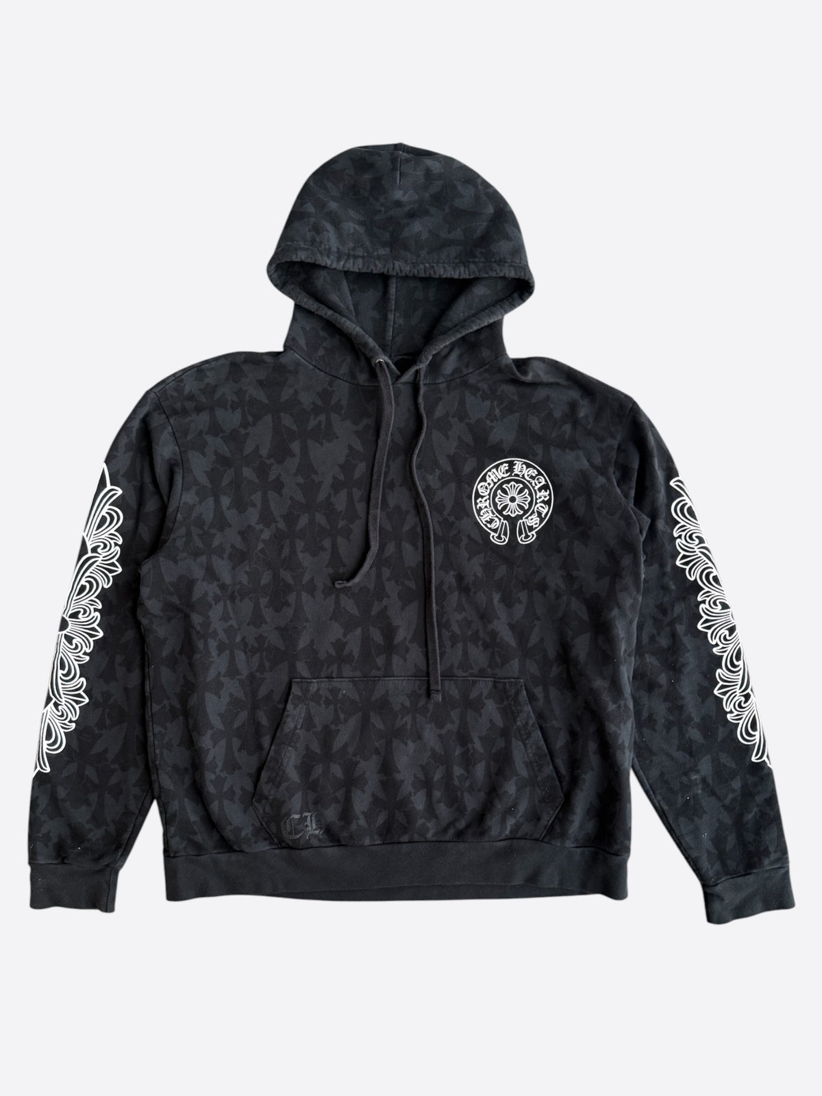 Chrome Hearts Black & White Cemetery Jacquard Horseshoe Logo Hoodie