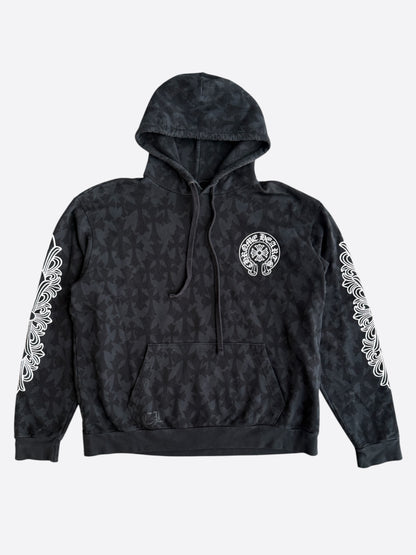 Chrome Hearts Black & White Cemetery Jacquard Horseshoe Logo Hoodie