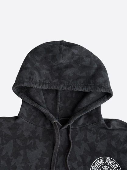 Chrome Hearts Black & White Cemetery Jacquard Horseshoe Logo Hoodie